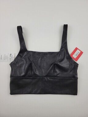 SPANX Black Faux Leather Bralette